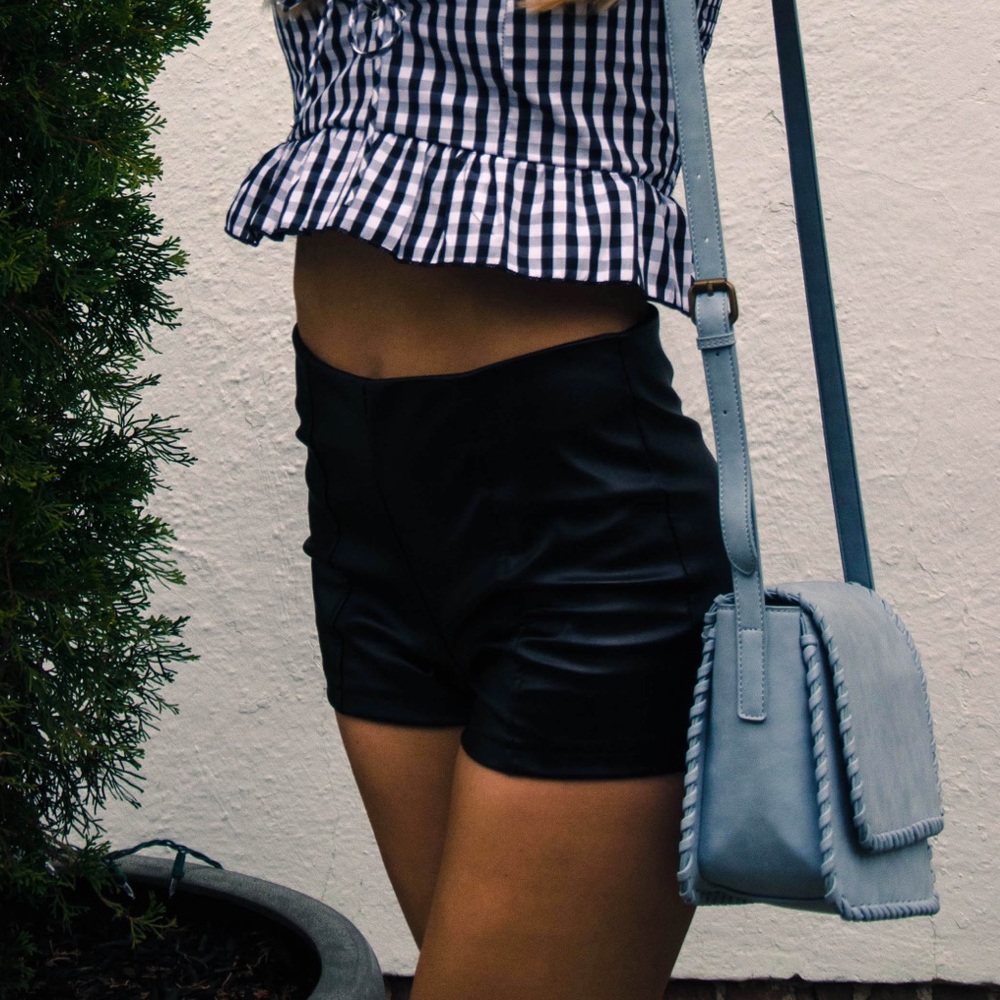 Faux leather shorts